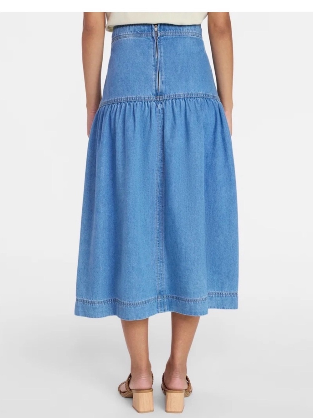 Time and Tru light blue softdenim A line midi skirt - Picture 2 of 5